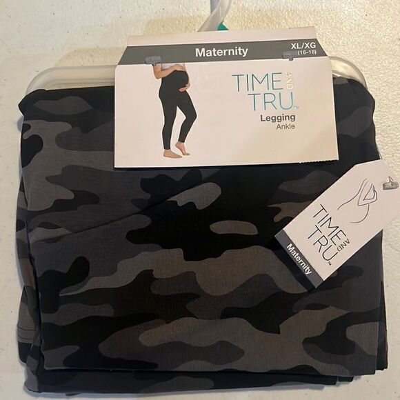 Time and Tru Black Camouflage Ankle Legging Maternity XL - Picture 1 of 2
